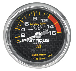 Autometer Carbon Fiber Nitrous Press. Gauge