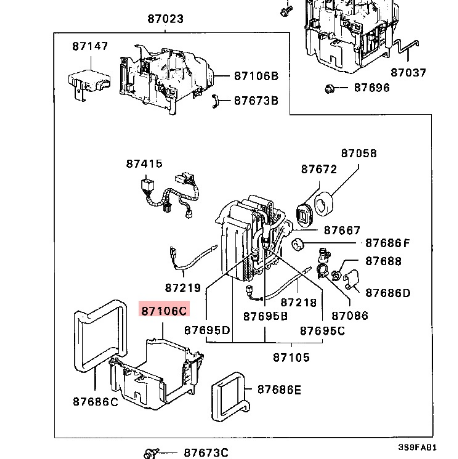 Mitsubishi OEM Air Conditioner Evaporator Lower Case - 1G DSM 90-94